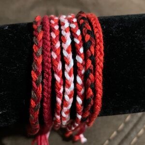 Red braided anklets